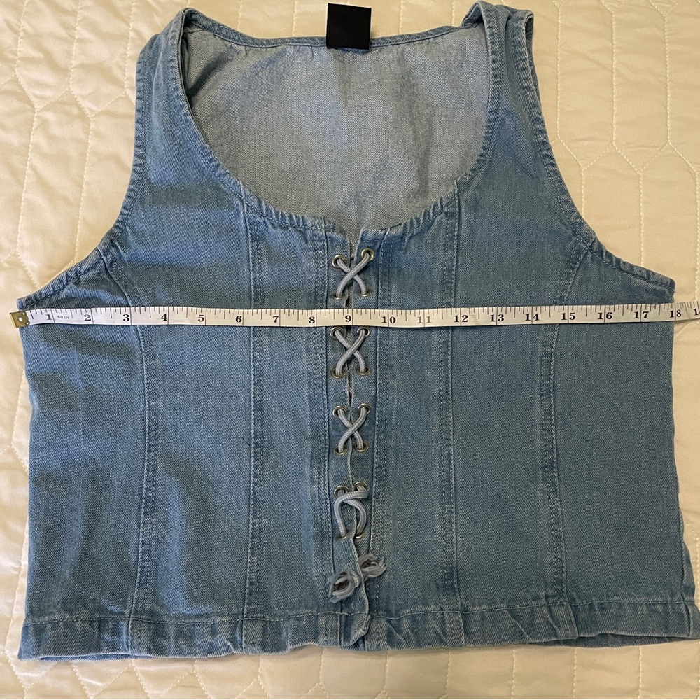 La Armario Lace Up Jean Vest Large - Picture 5 of 6